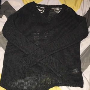 Charcoal grey hi low sweater with designed back